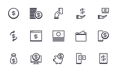 Set of Money, Banking, Finance vector icon illustration