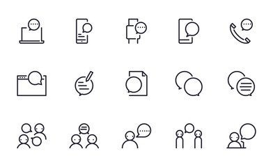 Set of Talk, Discussion, Speak vector icon illustration