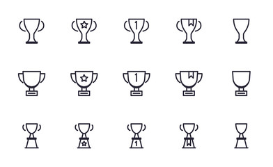 Set of Trophy, Winner, Award vector icon illustration