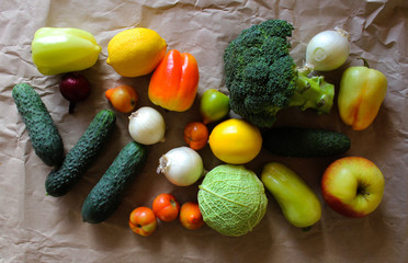 Fresh farmers market fruit and vegetables background