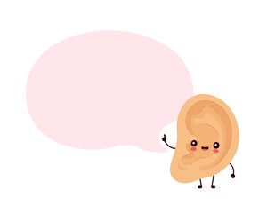 Cute smiling happy human ear with speech bubble