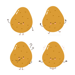 Cute happy potato character set collection