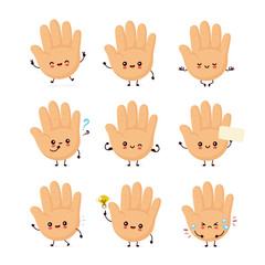 Fototapeta premium Cute smiling happy human hand set
