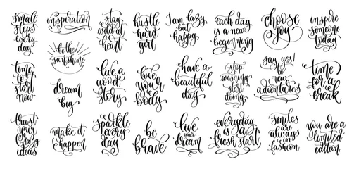Printed roller blinds Positive Typography set of 25 hand lettering motivation and inspiration positive quote