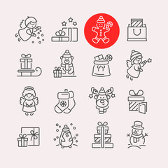 Vector Christmas characters icon set