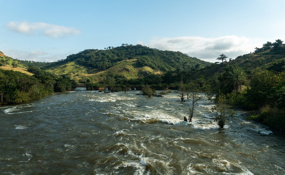 View over Kever River in Angola. Beautiful landscape of one of the main rivers in Angola..