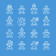 Gingerbread Man Vector Illustration Icon Set