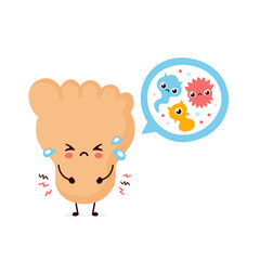 Cute smiling happy human leg foot with fungus 