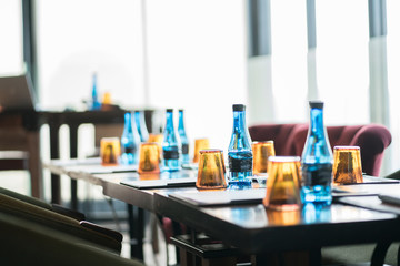 Interior of modern office conference table.Meeting Room Conference, Asian workshop training,Planing With Team in Office Corporate. Business Event training Seminar Education. Creative Cooperative .