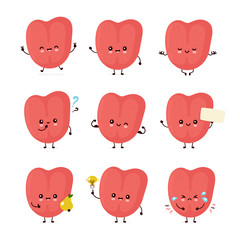 Cute smiling happy human tongue set 