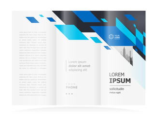 Tri-fold brochure design template stripes rhombus blue