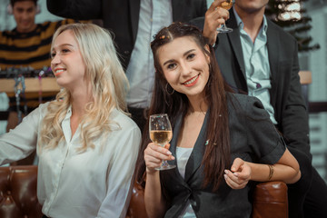 group of friends in club
