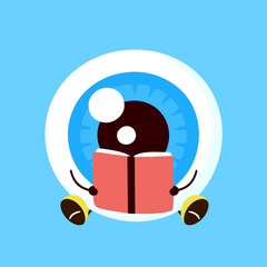 Cute smiling happy eyeball organ read book