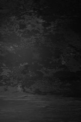 Dark black vintage texture wall scratch blurred stain background. Marble design photo studio portrait backdrop, banner website soft light. 3D rendering