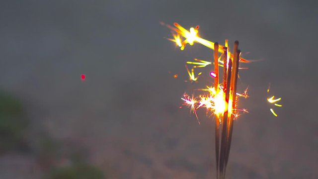 Fireworks with beautiful colors at night