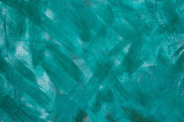 Painted stone wall emerald grunge background. Hand drawing.