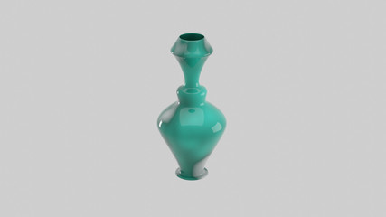 Ceramic Empty Flower Vase on grey background. 3D illustration