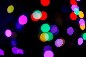 Light bokeh background, fairy lights, city holiday concept
