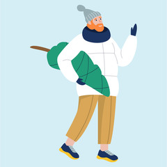 Isolated vector illustration of people wearing warm winter