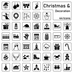 Christmas decorations icons (editable vectors)