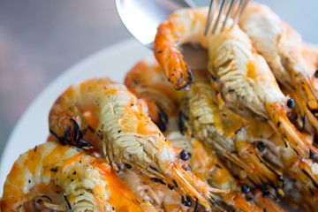 Grilled shrimp (Giant freshwater prawn)