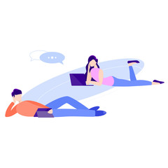 Vector illustration of people using different technique device.