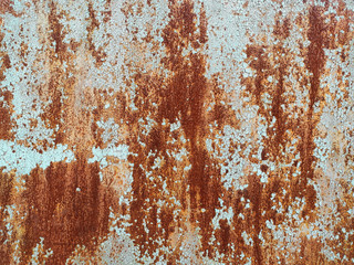 Corroded metal background. Rusty metal background with streaks of rust. Rust stains. Rystycorrosion.
