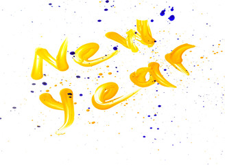 yellow festive inscription on a white background