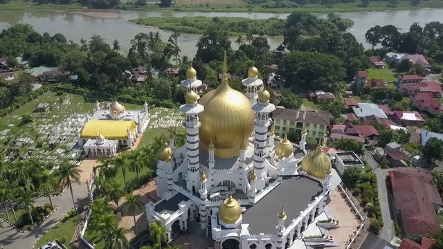 Aerial view of a public mosque located in Kuala Kangsar Perak, known as Masjid Ubudiah.