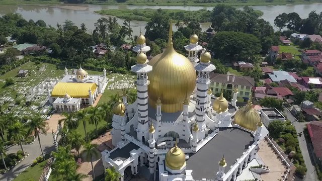 Aerial view of a public mosque located in Kuala Kangsar Perak, known as Masjid Ubudiah.