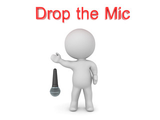 3D Character dropping the mic and text above him says that also