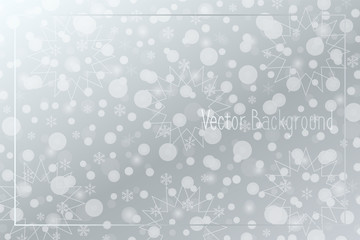 Snowflakes vector background. Snow pattern. Christmas illustration for decoration, winter holiday, design, celebration, frame, greeting card