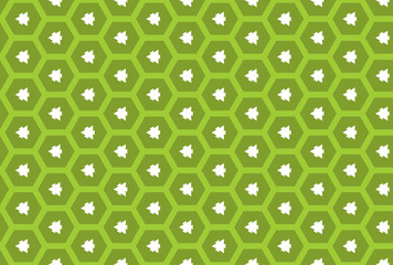 Seamless geometric pattern design illustration. In green and white colors.