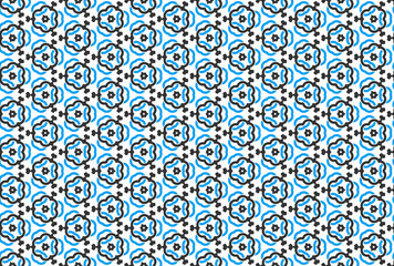 Fototapeta premium Seamless geometric pattern design illustration. In blue, black, white colors.