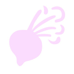 Radish, beetroot, turnip. Cute simple root vegetable illustration. Pastel colored natural bio, eco themed symbol. Veggie clip art. Arty flat design element, emblem, logo for print or digital design.