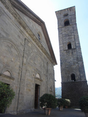 Fototapeta na wymiar The cathedral dedicated to Saints Peter and Paul in the center of the town of Castelnuovo Garfagnana, Tuscany, Italy