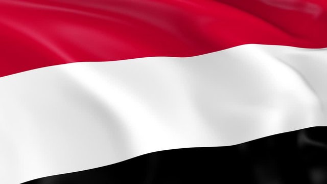 Photo realistic slow motion 4KHD flag of the Yemen waving in the wind.  Seamless loop animation with highly detailed fabric texture in 4K resolution.