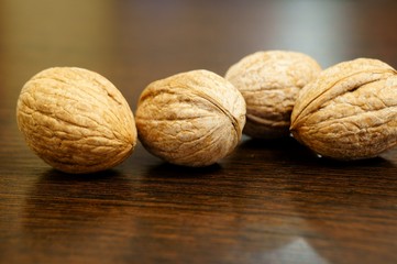 walnuts on wooden background