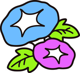 Outlined Asagao Morning Glory flowers