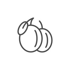 Plum line outline icon fruit concept