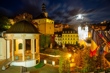 Night view of Karlovy Vary, Czech Republic