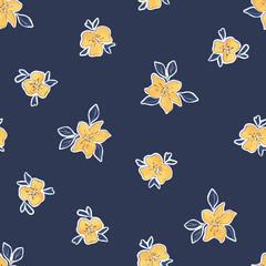 Pattern Flower navy yellow Leaf plant
