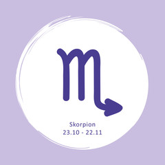 Obraz premium zodiac sign scorpion horoscope with description and date vector illustration EPS10