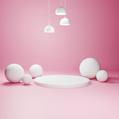 Abstract geometric podium background, mock up, blank  minimalistic empty showcase template, art deco shop display, pastel colors. 3d render.