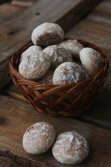 Delicious gingerbread on a wooden table macro 