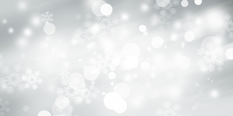 white and gray Christmas light with snowflake bokeh background, Winter backdrop wallpaper.