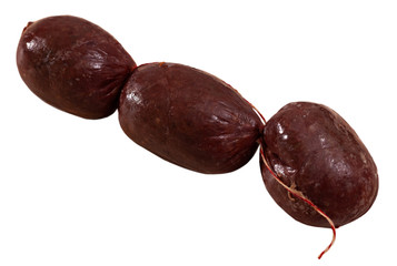 Blood sausages on wooden table
