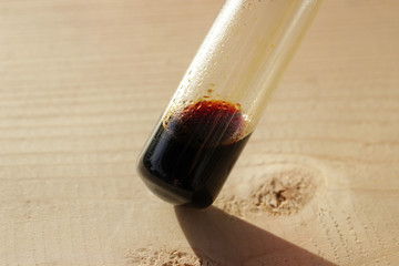Alcoholic solution of iodine in test tube in the sunlight.