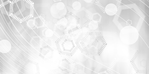 Technical futuristic design wallpaper. Gray halftone pattern with white line motion and network connection backdrop wallpaper. Clean Grey geometric background.