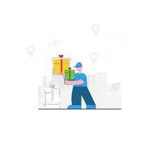 The concept of transportation and delivery of goods. Courier delivery. - Vector